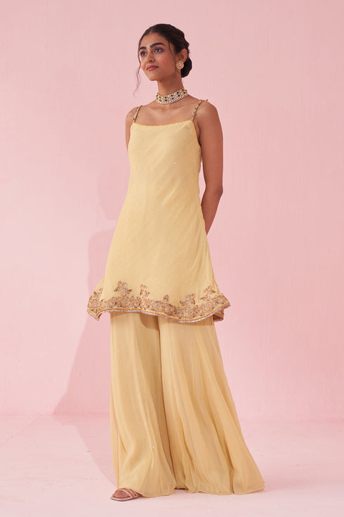 Genda Yellow Sharara Set
